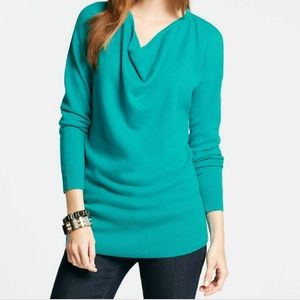Loft cyan drapeneck cashmere sweater size